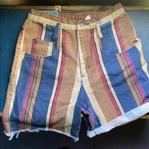 Cut off striped jean shorts